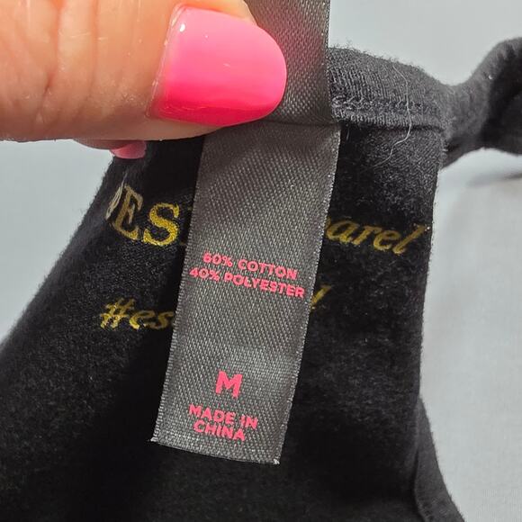 District ESEF Apparel Black Tank Top Gold Glittery Tribe Racerback Scoop Women M - Picture 4 of 8